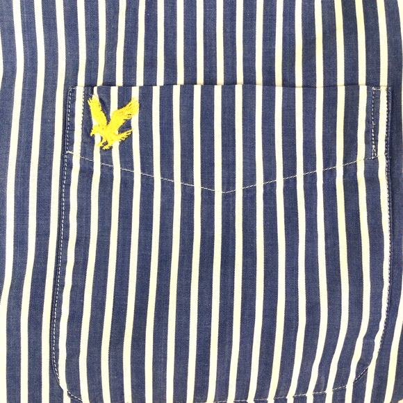 Lyle & Scott button up Blue White Striped shirt size L - Picture 7 of 10